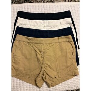 J Crew Women's Lot Of 4 Chino Shorts, 3.5, Blue,Black,Tan,White, Size 10